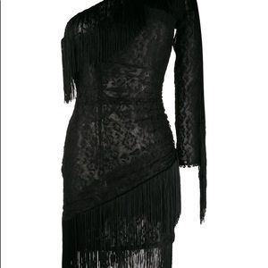 DUNDAS BLACE LACE FRINGE DRESS